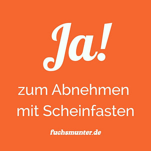 JA-Grafik: Entscheidung für Abnehmen mit Scheinfasten JA. – minimalistische Grafik mit dem Schriftzug „zum Abnehmen mit Scheinfasten“ auf orangem Hintergrund